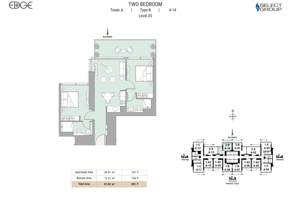 Type B, Level 35, A-14 -The Edge Tower 1